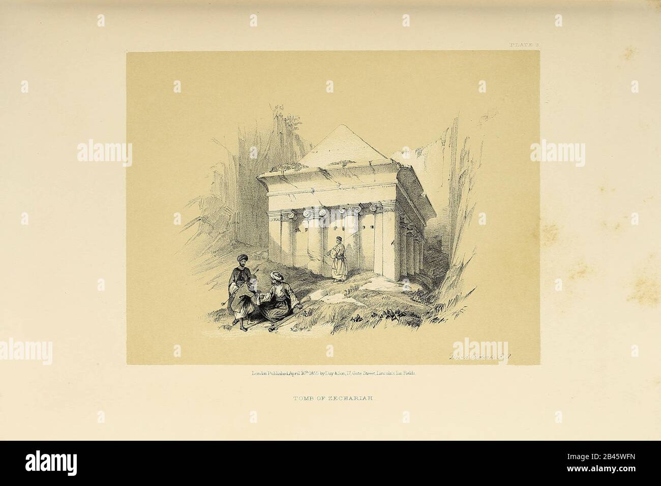 Grab von Sachariah, Jerusalem aus Dem Heiligen Land: Syrien, Idurea, Arabien, Ägypten & Nubien von Roberts, David, (1796-1864) Von Louis Haghe Eingraviert. Band 1. Buch, Das Im Jahr 1855 von D. Appleton & Co., 346 & 348 Broadway in New York veröffentlicht wurde. Stockfoto