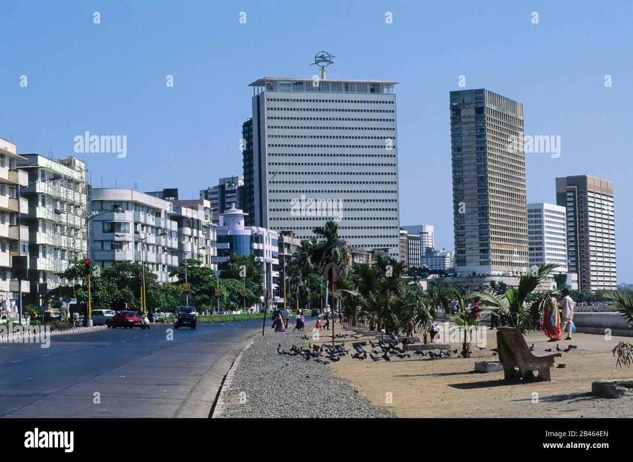 Marine Drive, Nariman Point, Air India, Oberoi Hotel, Bombay, Mumbai, Maharashtra, Indien, Asien Stockfoto