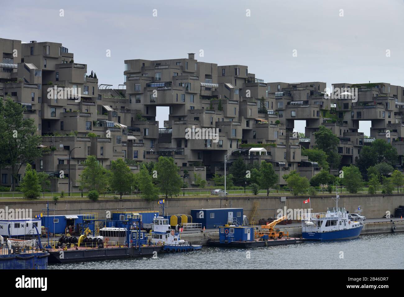 Wohnkomplex, 'Habitat 67', Quai Marc-Drouin, Alter Hafen, Montreal, Quebec, Kanada Stockfoto