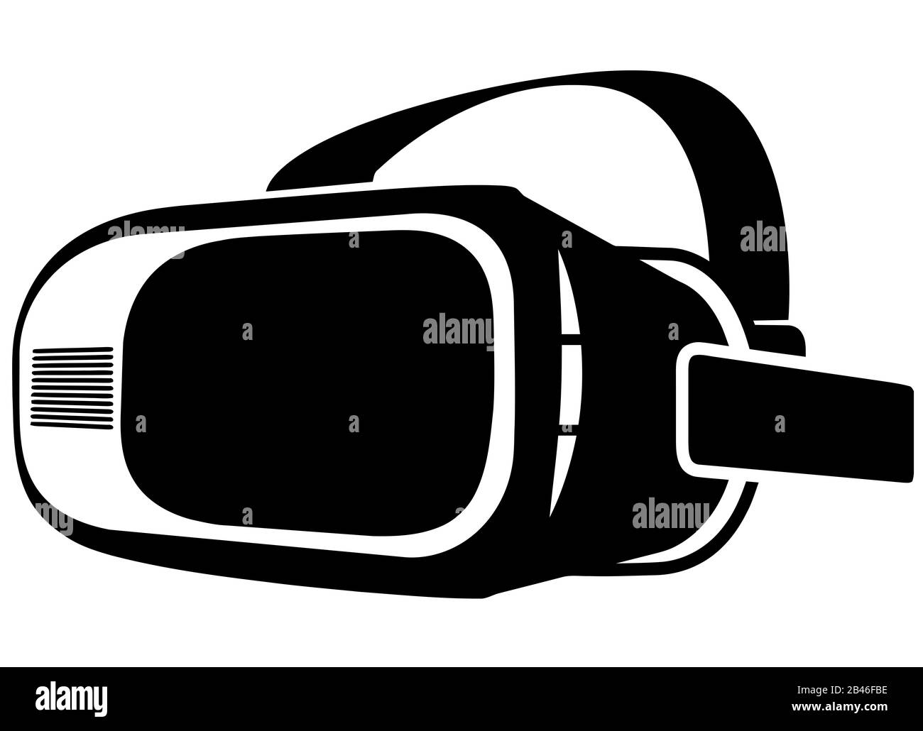 Technologie Virtual Reality Brille Helm schwarze Silhouetten-Illustration Stockfoto