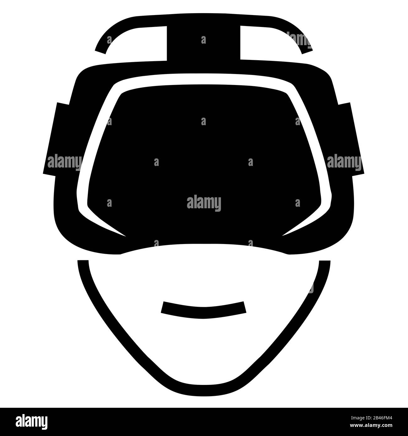 Virtual Reality Brille Helmtechnologie lächelt schwarze Silhouetten-Illustration Stockfoto