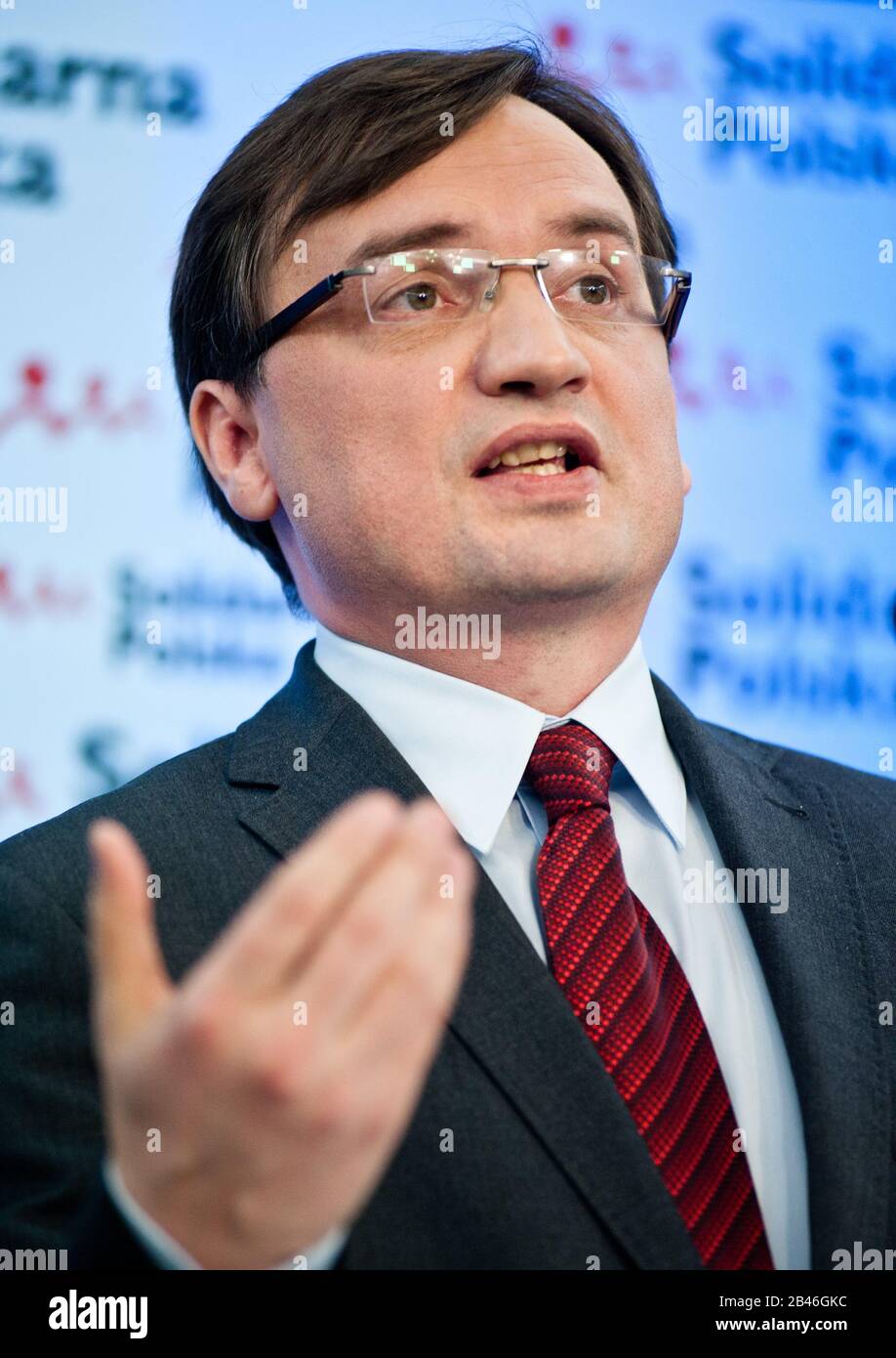 N/z Zbigniew Ziobro 11.01.2013 Warszawa, Sejm. Konferencja prasowa KP Solidarna Polska - komentarz do wuchtig w Sanoku i kompromitacja sêdziego Tuleyi. Stockfoto