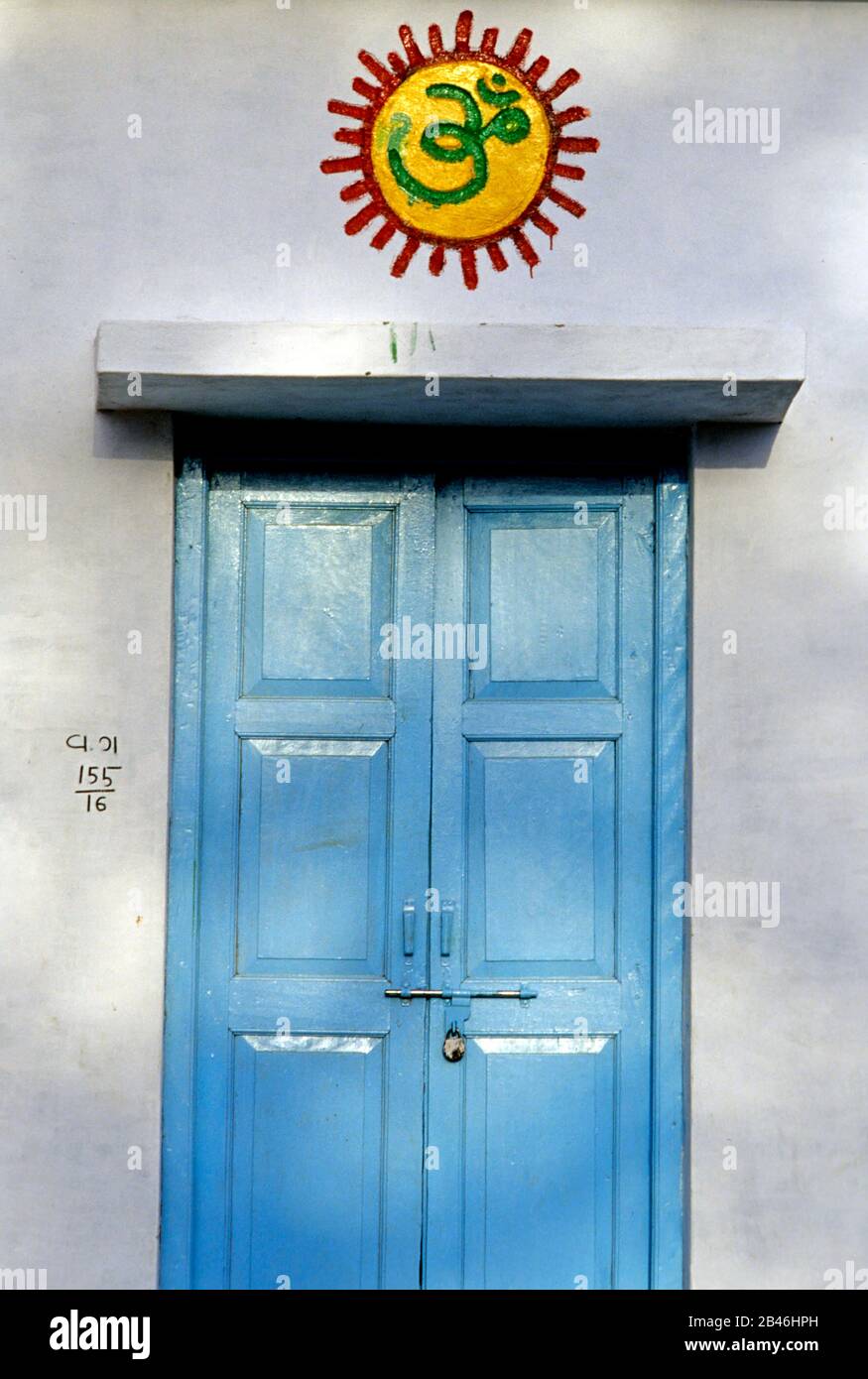 Tür, Architektur, Dorf bawai, bhuj, kutch, gujarat, Indien, Asien Stockfoto