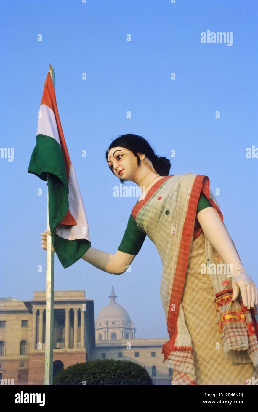 Statue, die Flagge in rashtrapati bhavan in delhi Indien, Asien hält Stockfoto