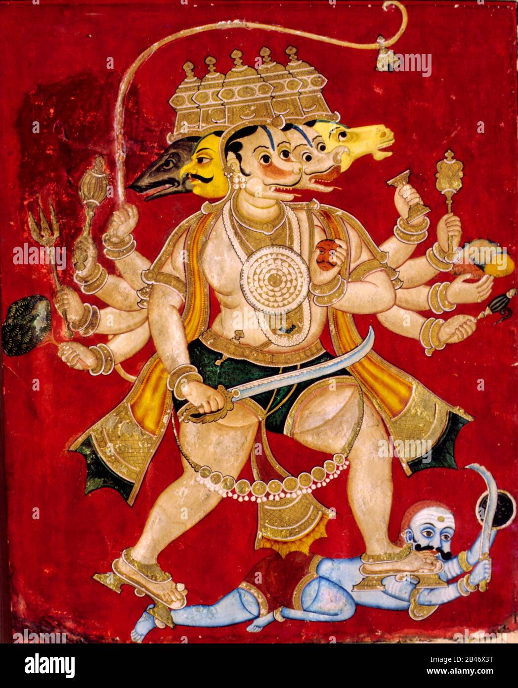 Panchmukhi hanuman, fünf Gesichter von Lord Hanuman, Lord Narasimha, Lord Adivaraha, Lord Hayagriva, Lord Garuda, karnataka, indien, asien Stockfoto