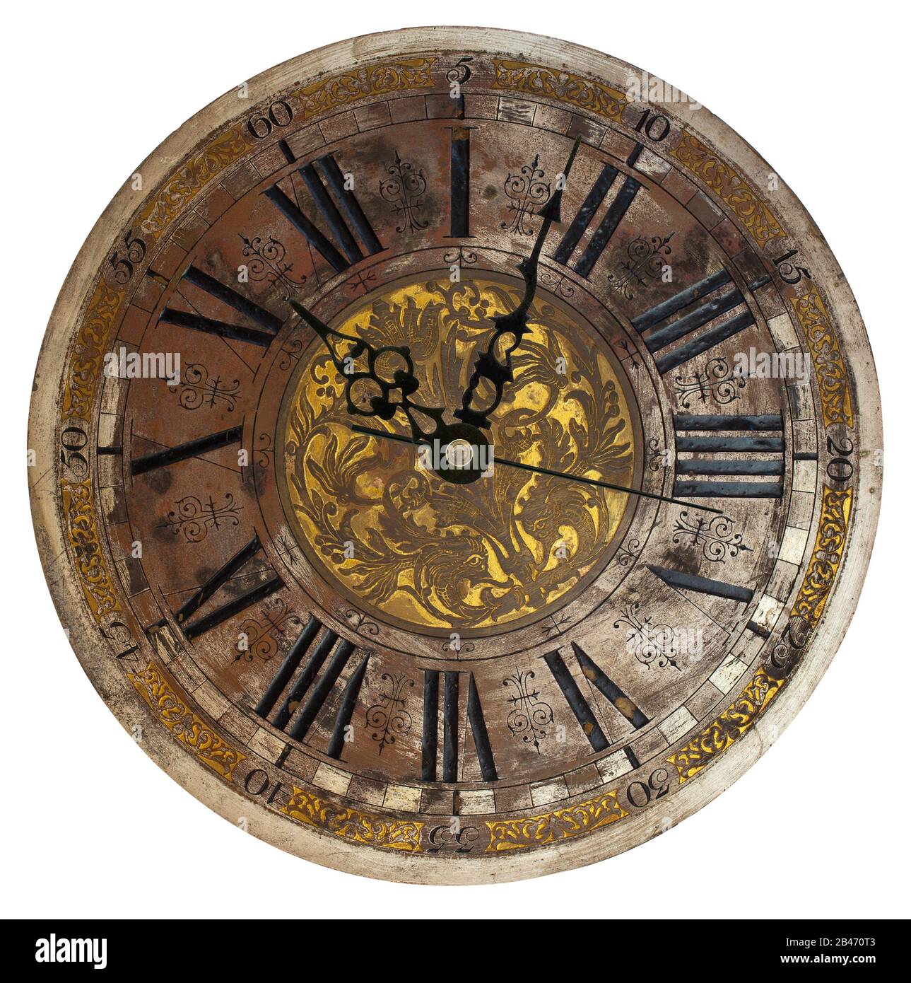 Elegante Vintage-Uhr isoliert auf weißem Hintergrund Stockfoto