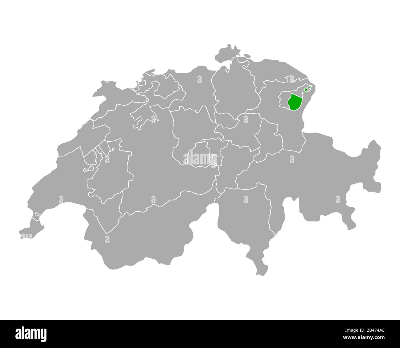 Karte von Appenzell Inner Rhodes in der Schweiz Stockfoto