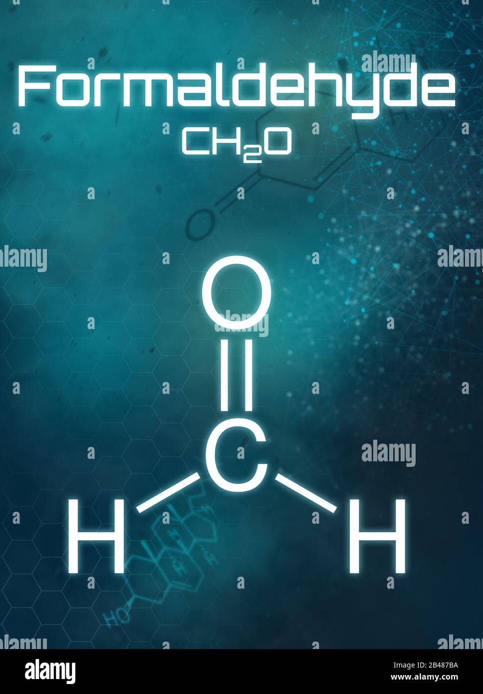Chemische Formel von Formaldehyd auf futuristischem Hintergrund Stockfoto