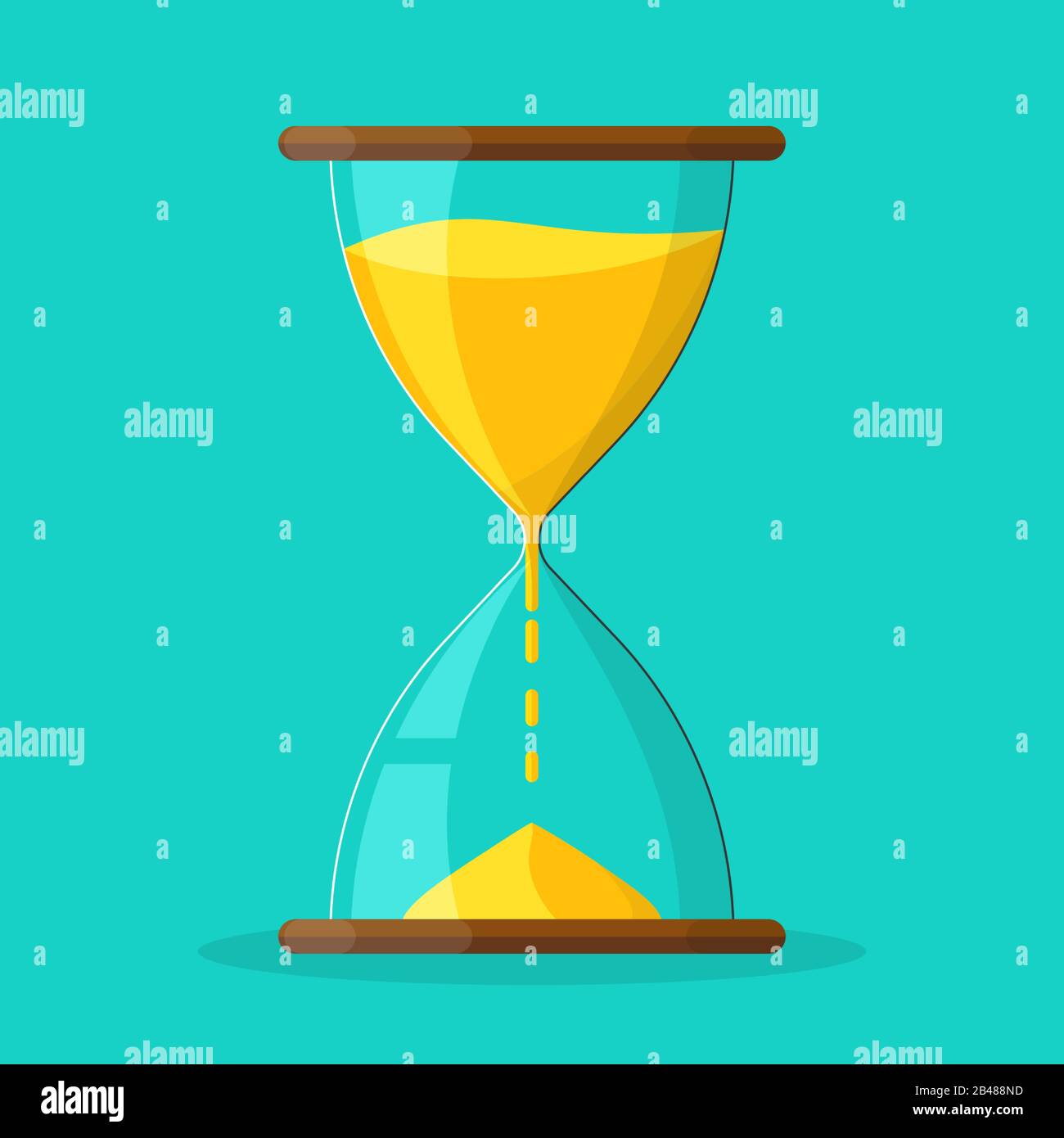 Symbol für Sandglasvektor. Niedliches Hourglass-Symbol in flachem Stil. Uhrzeit- oder Uhrsymbol. Vektorgrafiken. Stock Vektor