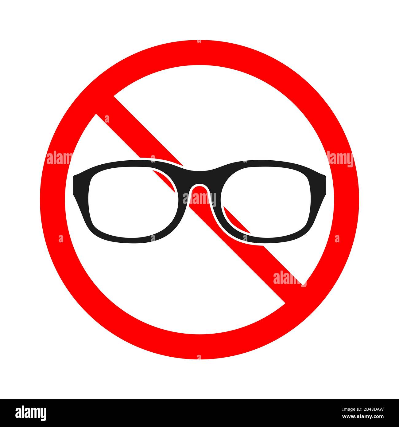 Symbol für keine Brille. Brille nicht erlaubt. Schild mit verbotenen  Sonnenbrillen. Vektorgrafiken Stock-Vektorgrafik - Alamy