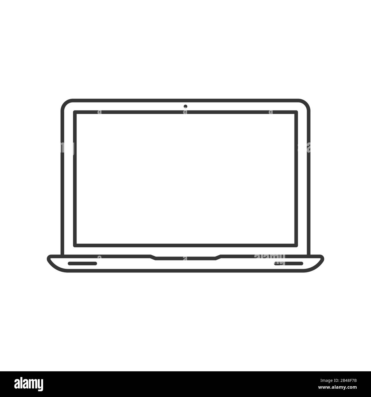 Schwarzes lineares Laptop-Symbol isoliert. Symbol für Laptop umreißen. Vektorgrafiken. Notebook im schlanken Design. Stock Vektor