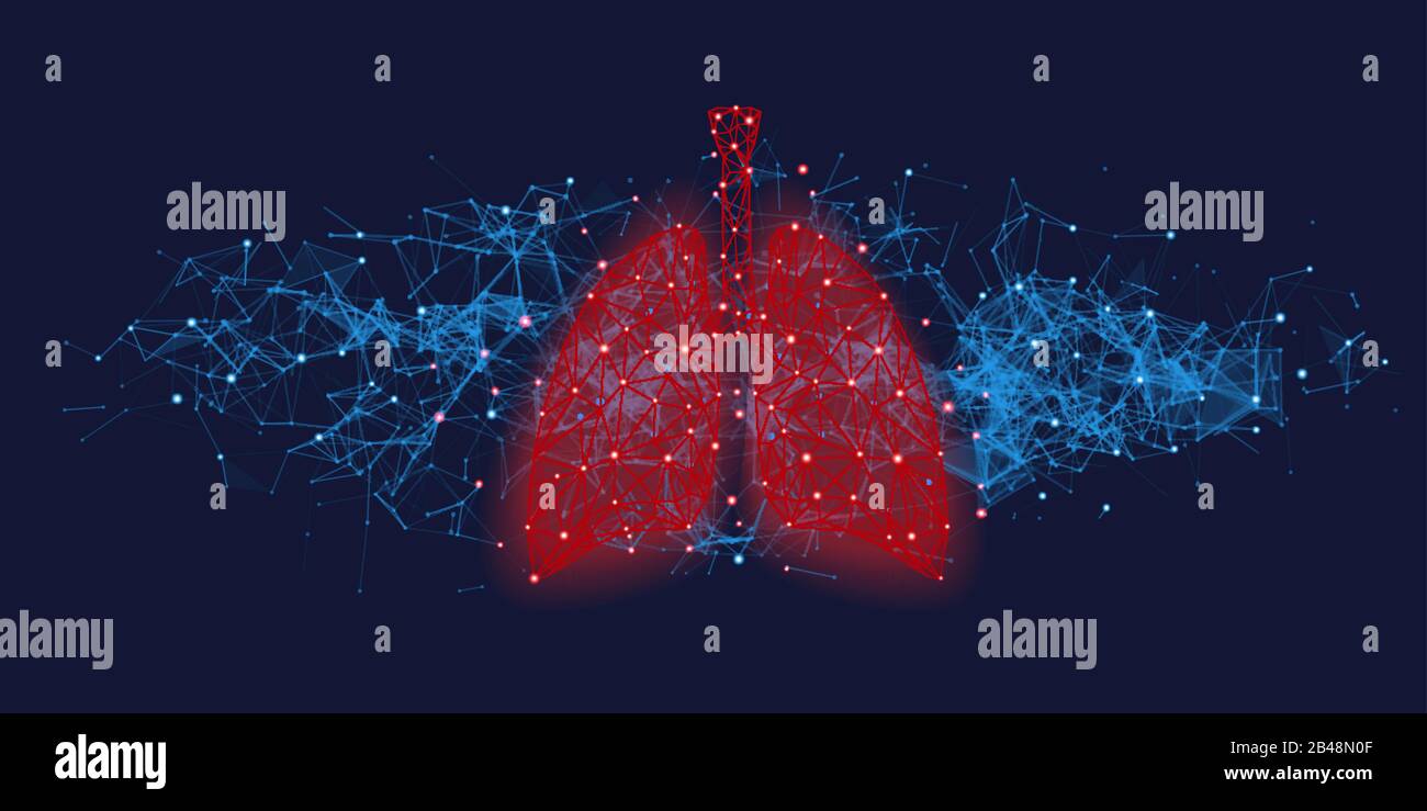 Futuristisches medizinisches Konzept mit roten menschlichen Lungen Stock Vektor