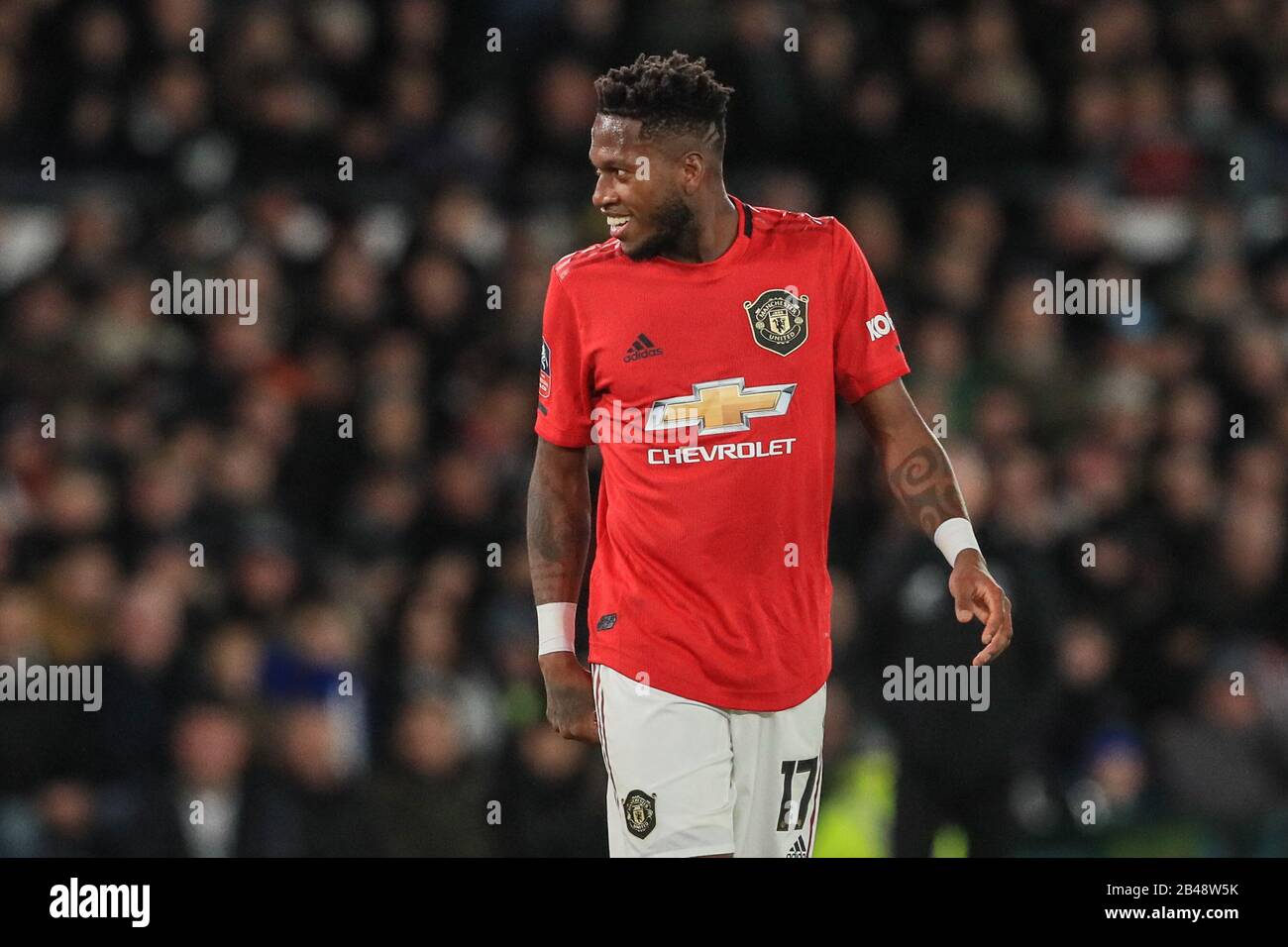 März 2020, Pride Park Stadium, Derby, England; Emirates FA Cup 5th Round, Derby County gegen Manchester United: Fred (17) von Manchester United während des Spiels Stockfoto