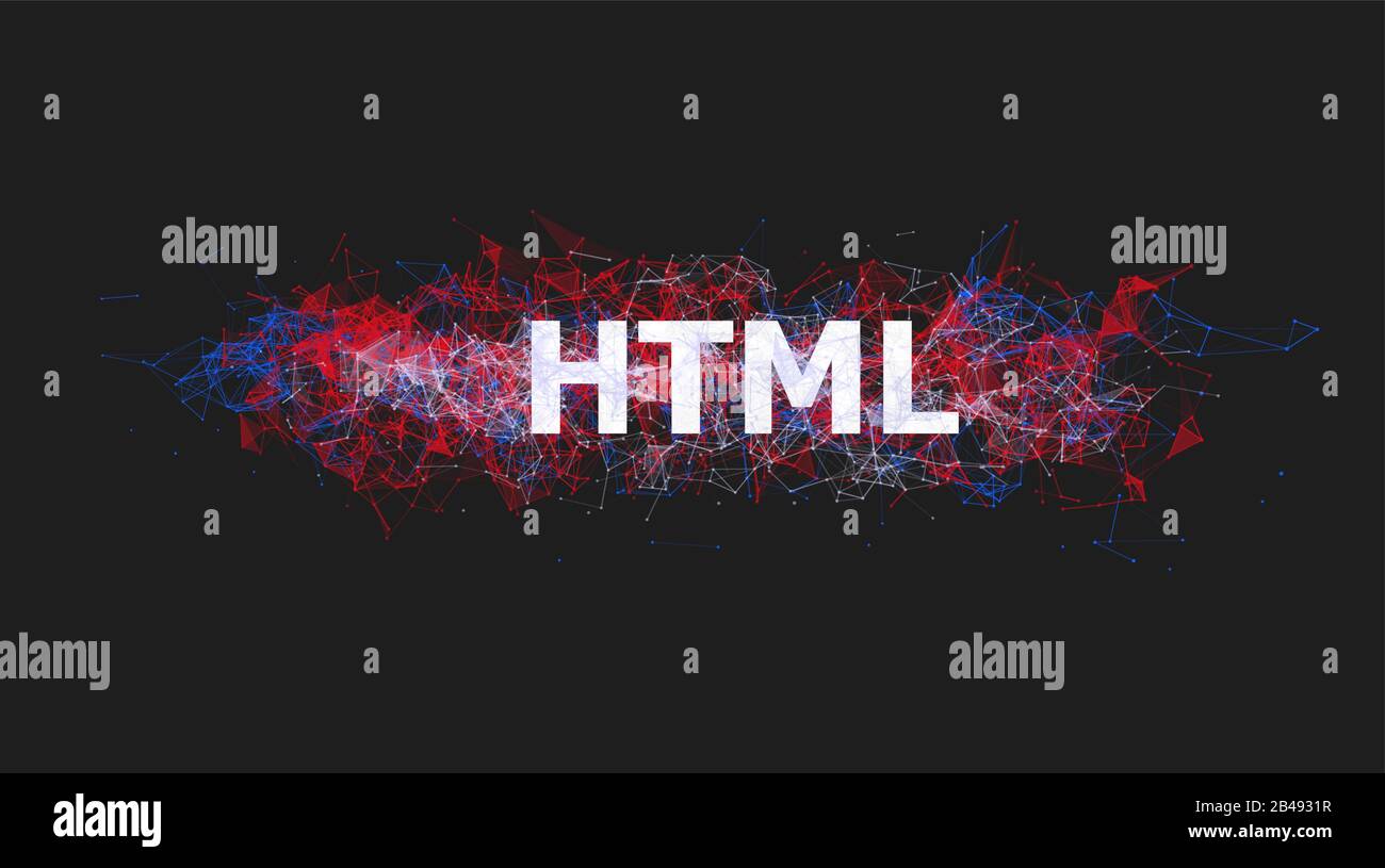 HTML-Programmierung mit farbenfrohem Plexus-Design Stock Vektor