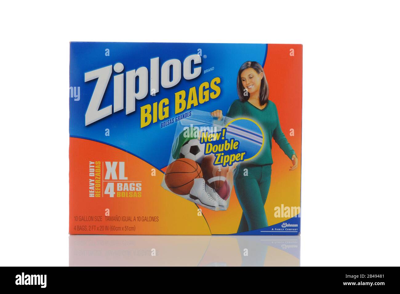 Irvine, KALIFORNIEN - 22. MAI 2019: Eine Schachtel Ziploc Big Bags. 4 - 10 Gallonen Schwere Plastiktüten. Stockfoto