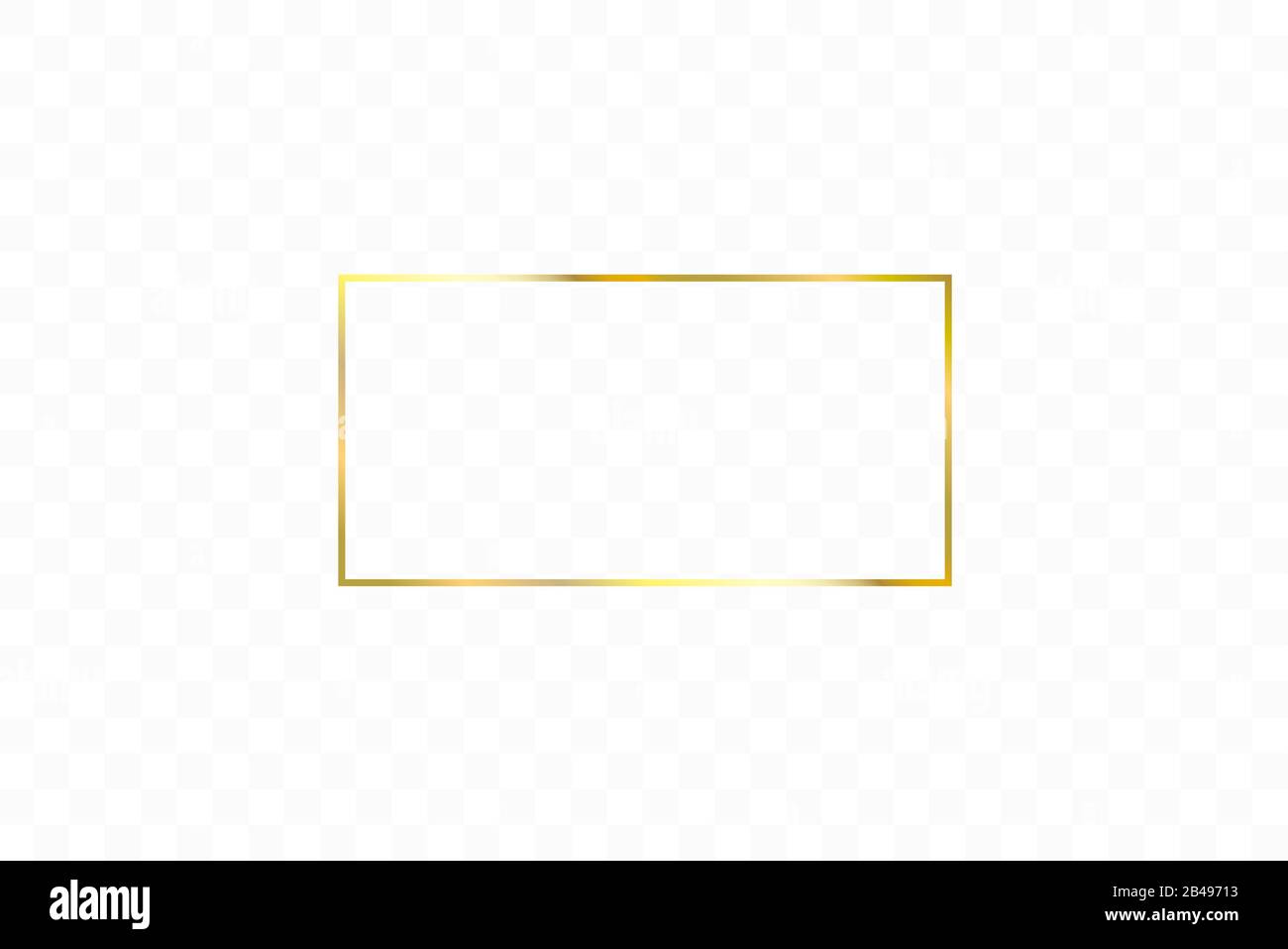 Goldglänzender, glühender Vintage-Rahmen isoliert auf transparentem Hintergrund. Realistischer rechteckiger Rand mit goldenem Luxus. Vektorgrafiken Stock Vektor