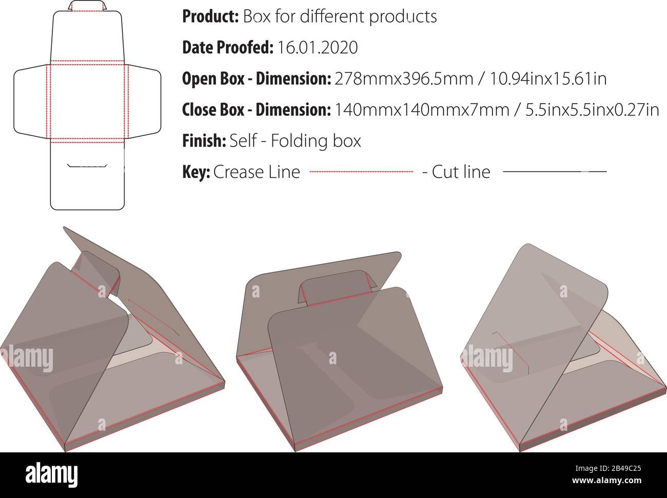 Box für verschiedene Produkte Box Schablone Matrize Cut Vector Stock Vektor