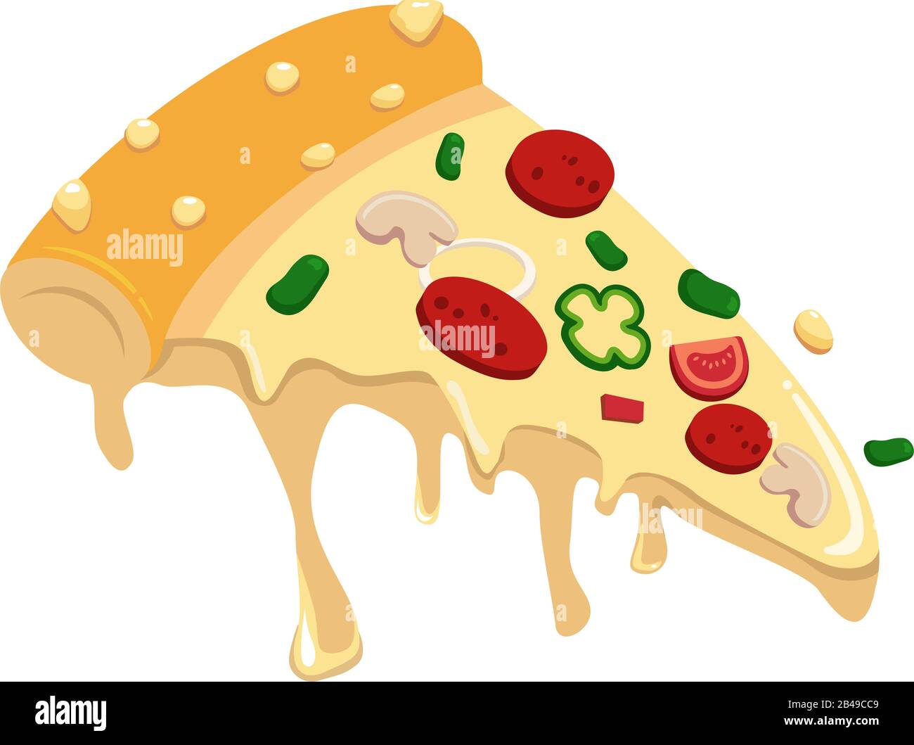 Abbildung der Pizza-Scheibe mit weißem Hintergrundvektor Stock Vektor