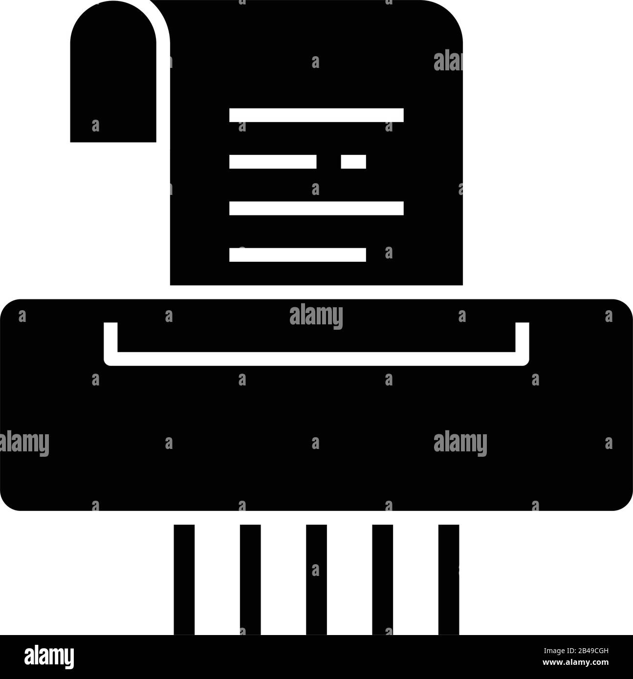 Schwarzes Symbol des Aktenvernichters, Konzeptabbildung, Symbol für Vektor-Ebene, Glyph-Zeichen. Stock Vektor