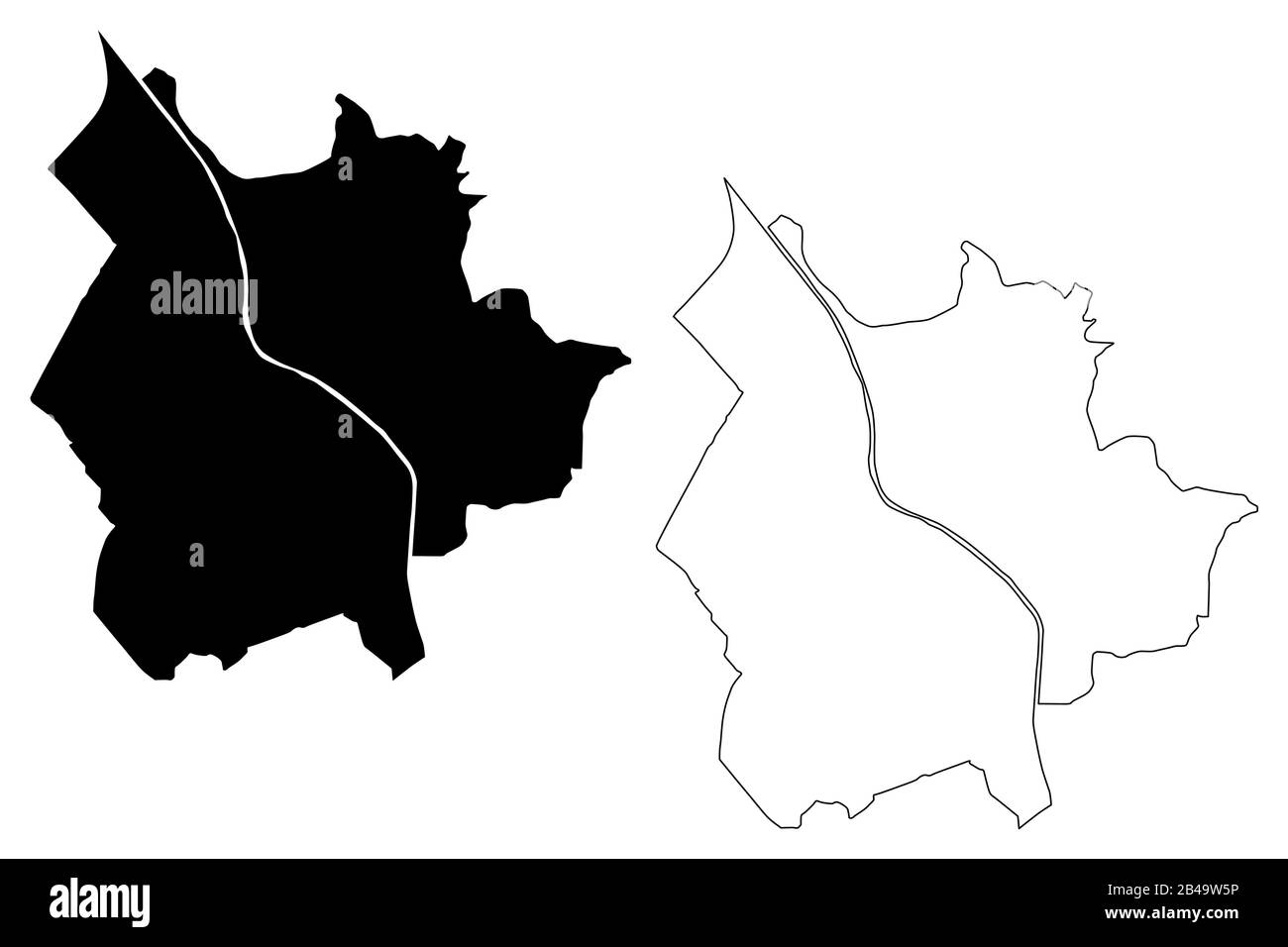 Salzburg City (Republik Österreich) Karte Vektor-Illustration, Skizze Stadt Salzburg Karte Stock Vektor