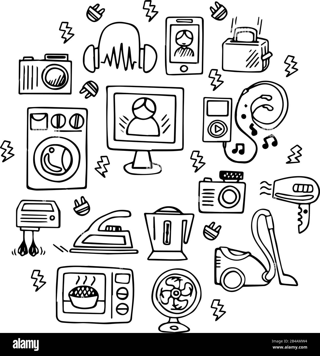 Satz von Symbolelementen Schwarzweiß-Vektor Stock Vektor