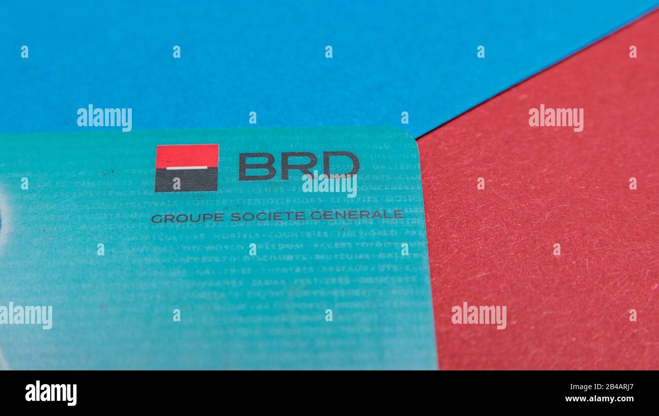 Cluj, RUMÄNIEN - Nov 08, 2019: BRD - Groupe Societe Generale ist eine rumänische Bank mit Sitz in Bukarest, Rumänien. BRD - Groupe Société Generale, Rom Stockfoto