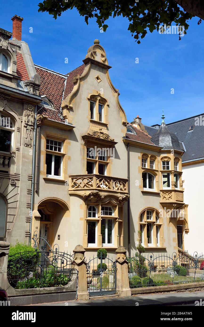 Frankreich, Mosel, Metz, Kaiserviertel, Jugendstil-Villa an der 18 Avenue Foch, Haus des Architekten Conrad Wahn Designer des kaiserlichen Viertels Stockfoto