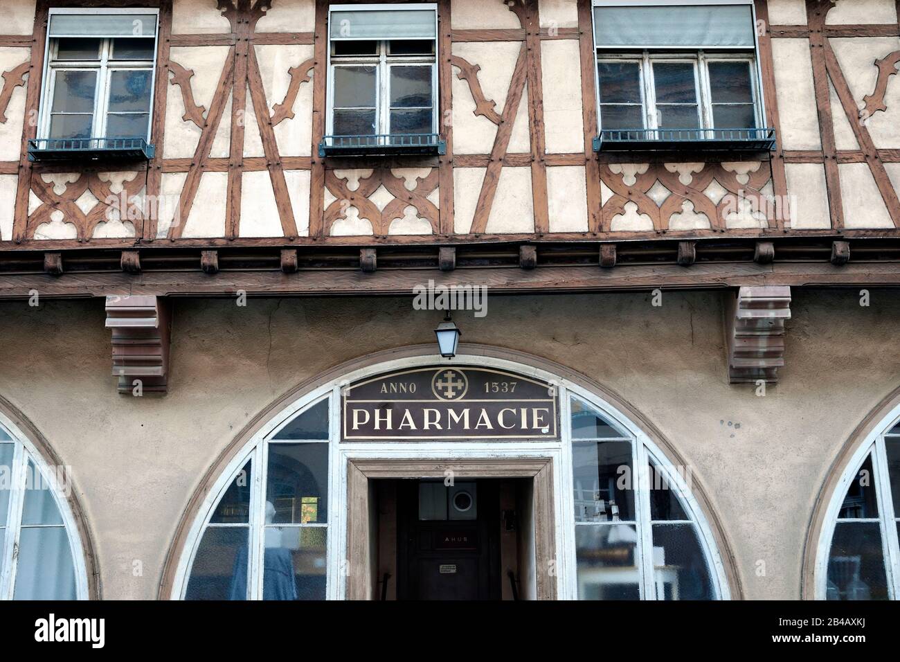 Frankreich, Bas Rhin, Straßburg, Altstadt, die von der UNESCO zum Weltkulturerbe erklärt wurde, das Zivilkrankenhaus, Gebäude der ehemaligen Apotheke aus dem Jahr 1537 Stockfoto