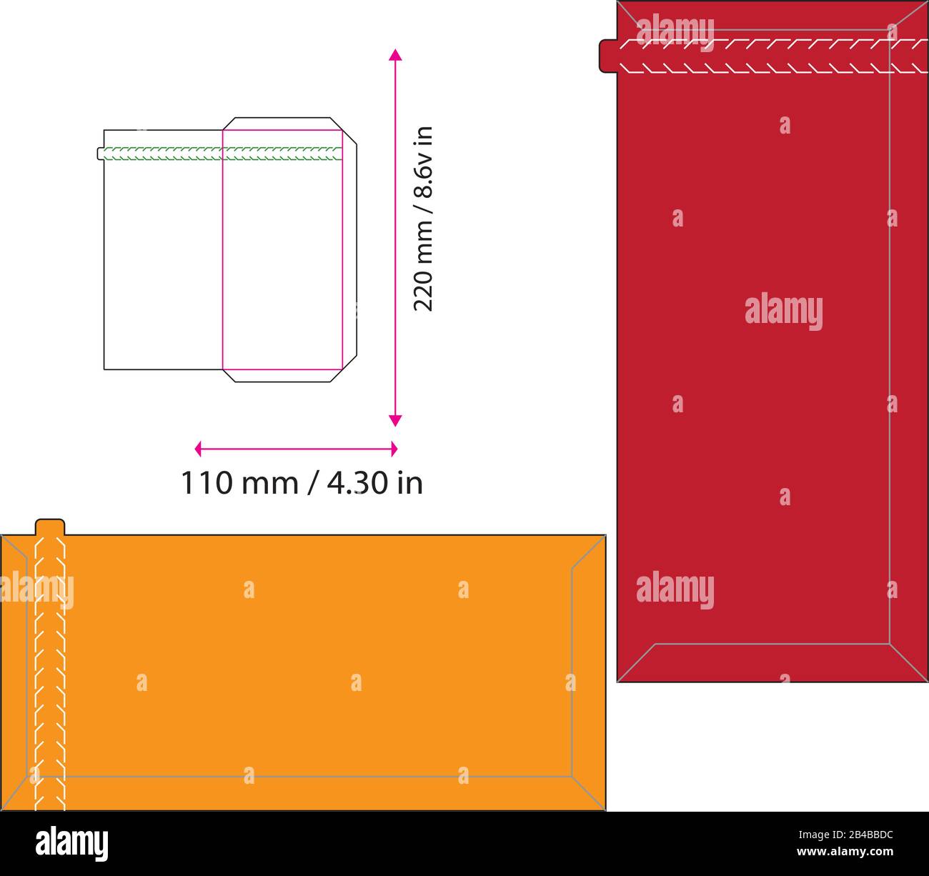 Einladungsumschlag DL Format 220x110 Stock Vektor