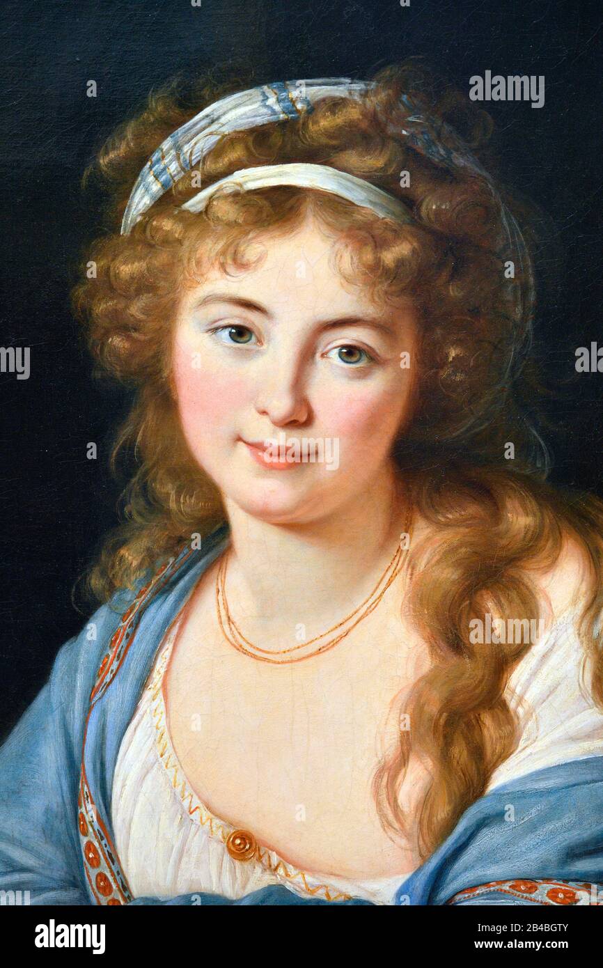 Frankreich, Paris, UNESCO-Weltkulturerbe, Louvre Museum, französische Gemäldegalerie aus dem 18. Jahrhundert, Porträt der Gräfin Skavronskaia, Dame in warten auf Katharina II., Königin von Russland von Elisabeth-Louise Vigee-Lebrun, 1796 Stockfoto