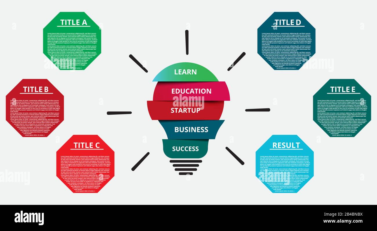 Illustration der Bunten Infografik Modern Business mit Titel, Elementen, kreativ, Formen - Vektor Stock Vektor