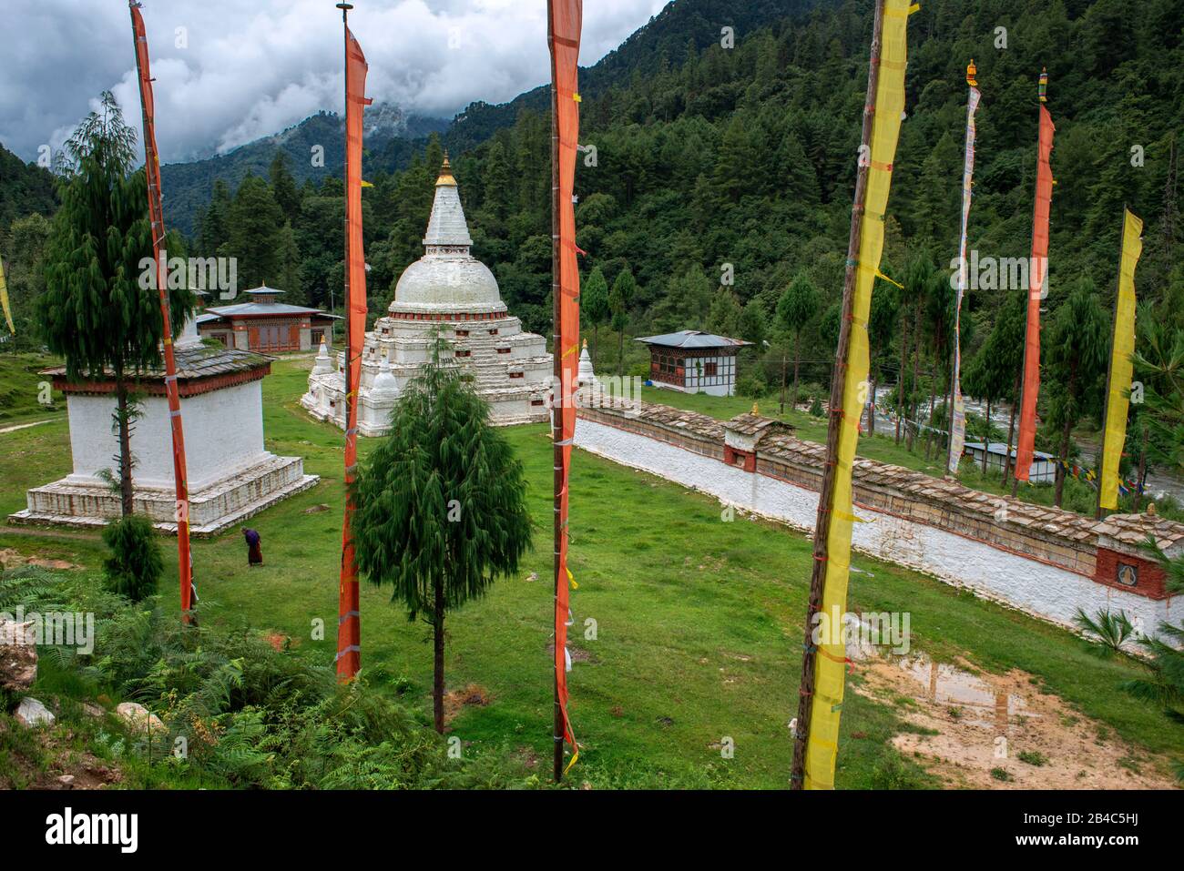 Chendebji Chorten-Stupa oder Chorten Charo Kasho, erbaut im 19. Jahrhundert von Lama Shida, Bhutan Stockfoto