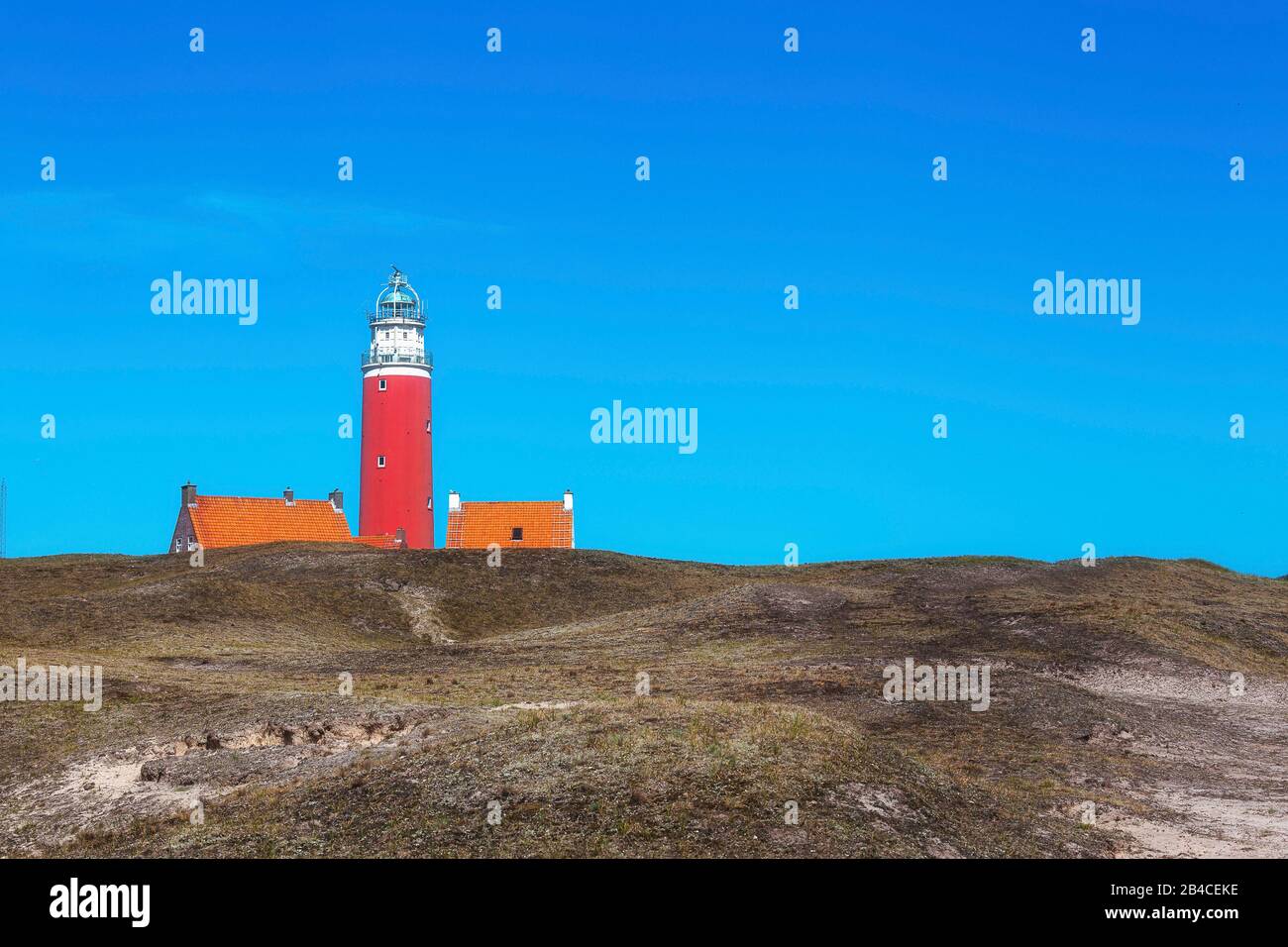 Der Leuchtturm Eierland auf der Nordspitze der Insel Texel, Er wurde 1864 erbaut und ist fast 35 Meter hoch. Stockfoto