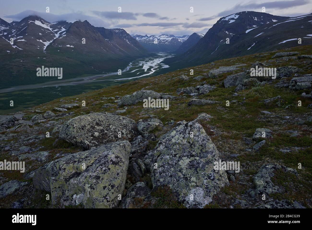 Schweden, Lappland, Sarek nationalpark, Rapaätno Tal Stockfoto