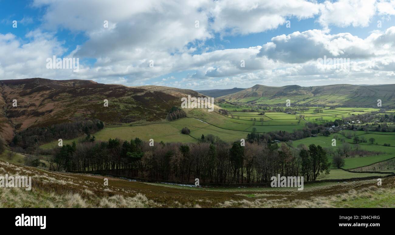 Edale Valley im Schnee, Peak District, Derbyshire Stockfoto