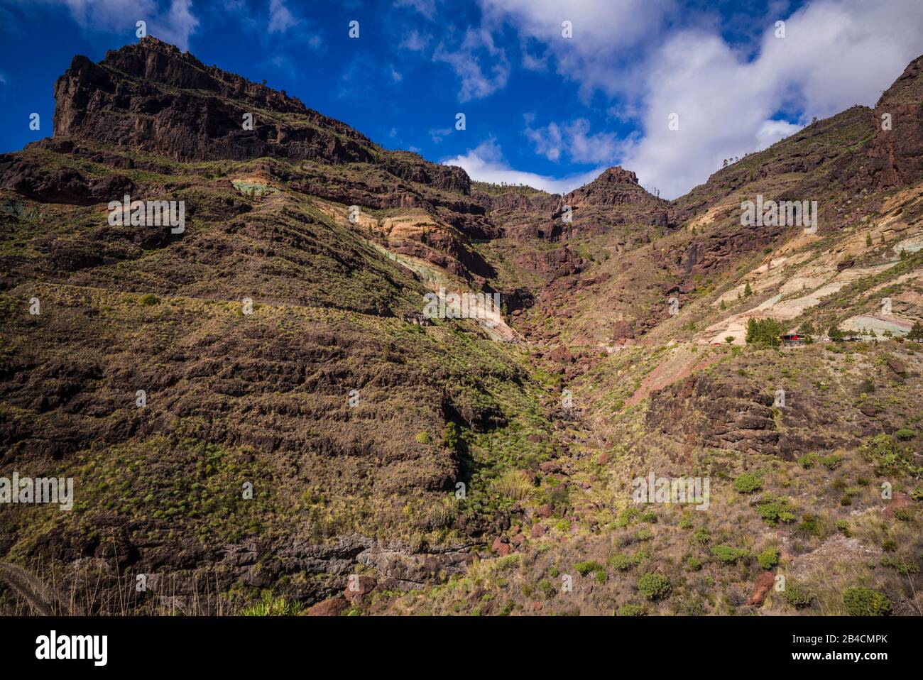 Spanien, Kanarische Inseln, Gran Canaria, Las Azulejos, mehrfarbigen Felsen Stockfoto