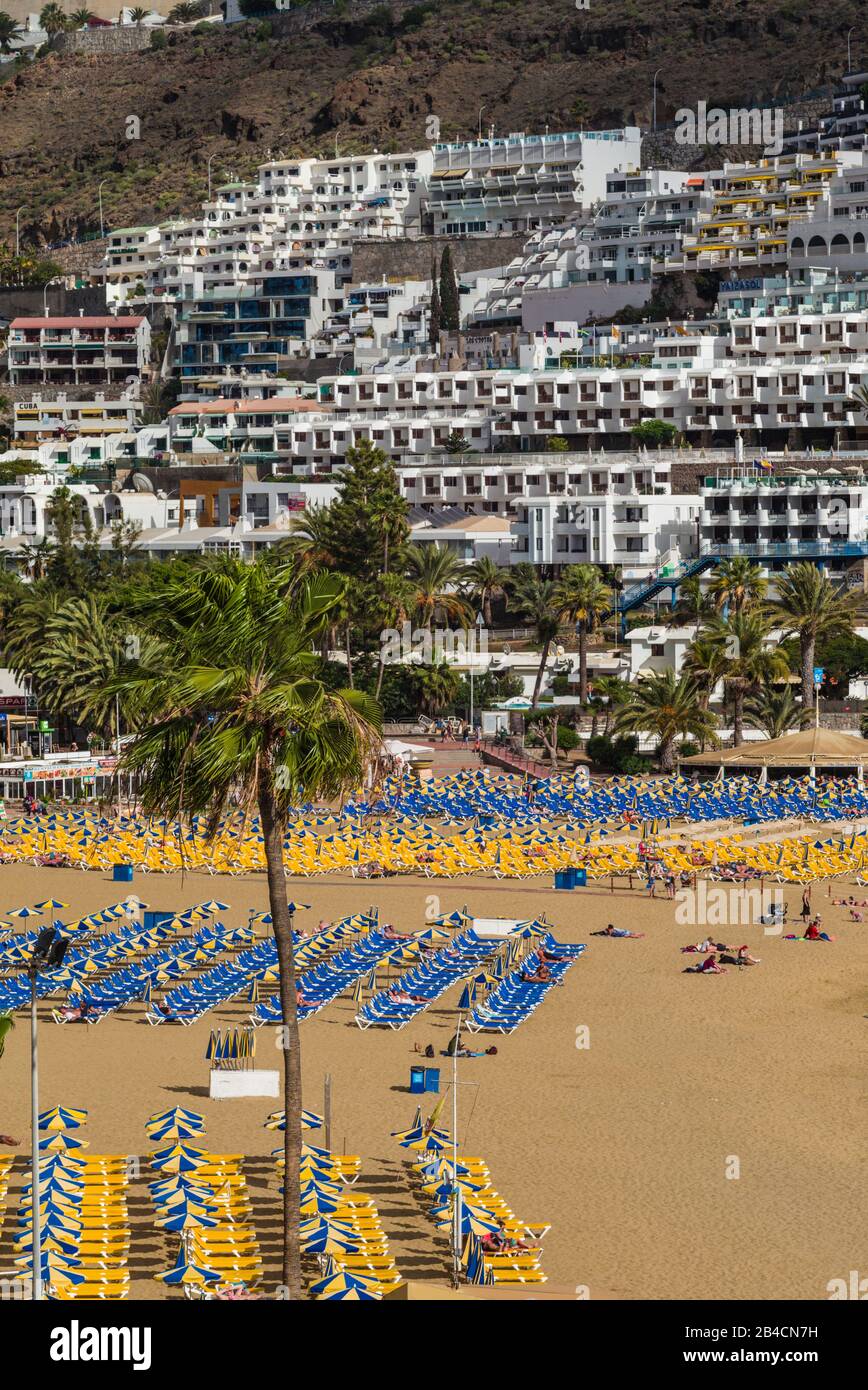 Spanien, Kanarische Inseln, Gran Canaria, Puerto Rico, Stadt Strand Stockfoto