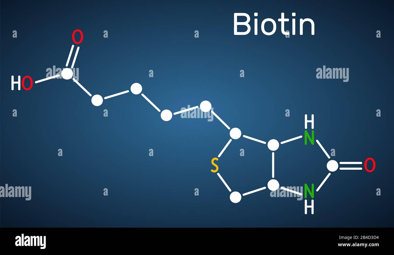 Biotin, Vitamin B7Molekül. Strukturelle chemische Formel auf dem