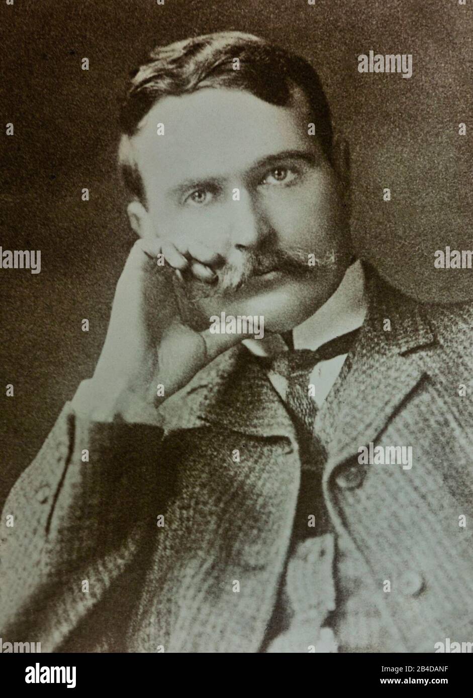 Schwarz-Weiß-Porträts von Herren aus der Wende des 19. Jahrhunderts von Originaldias der Magic Lantern um 1900, darunter die der Original Quäker und berühmten Persönlichkeiten Stockfoto