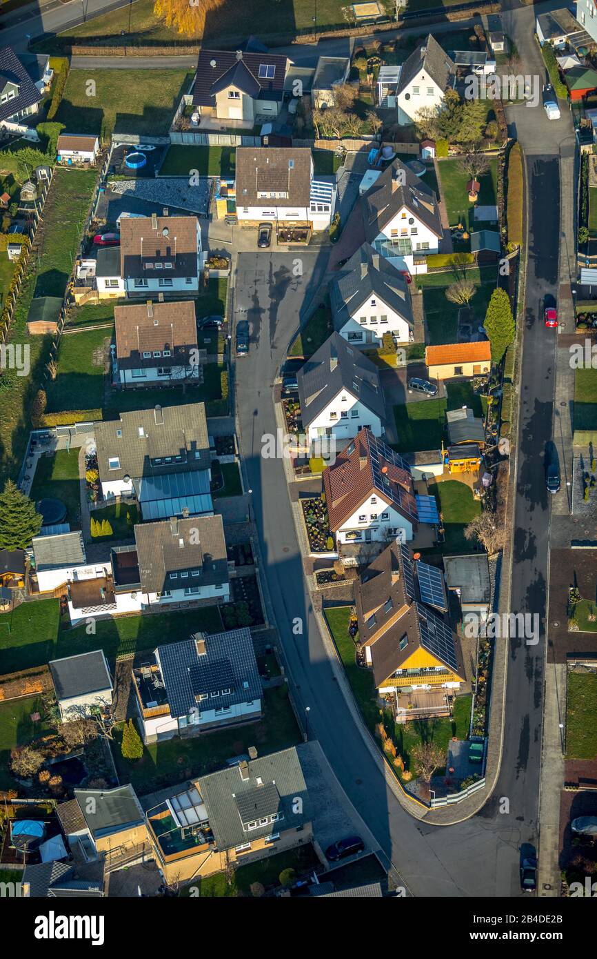 Luftbild, Einfamilienhäuser, Virchowanger, Kneippstraße, Werl, Soester Börde, Nordrhein-Westfalen, Deutschland Stockfoto