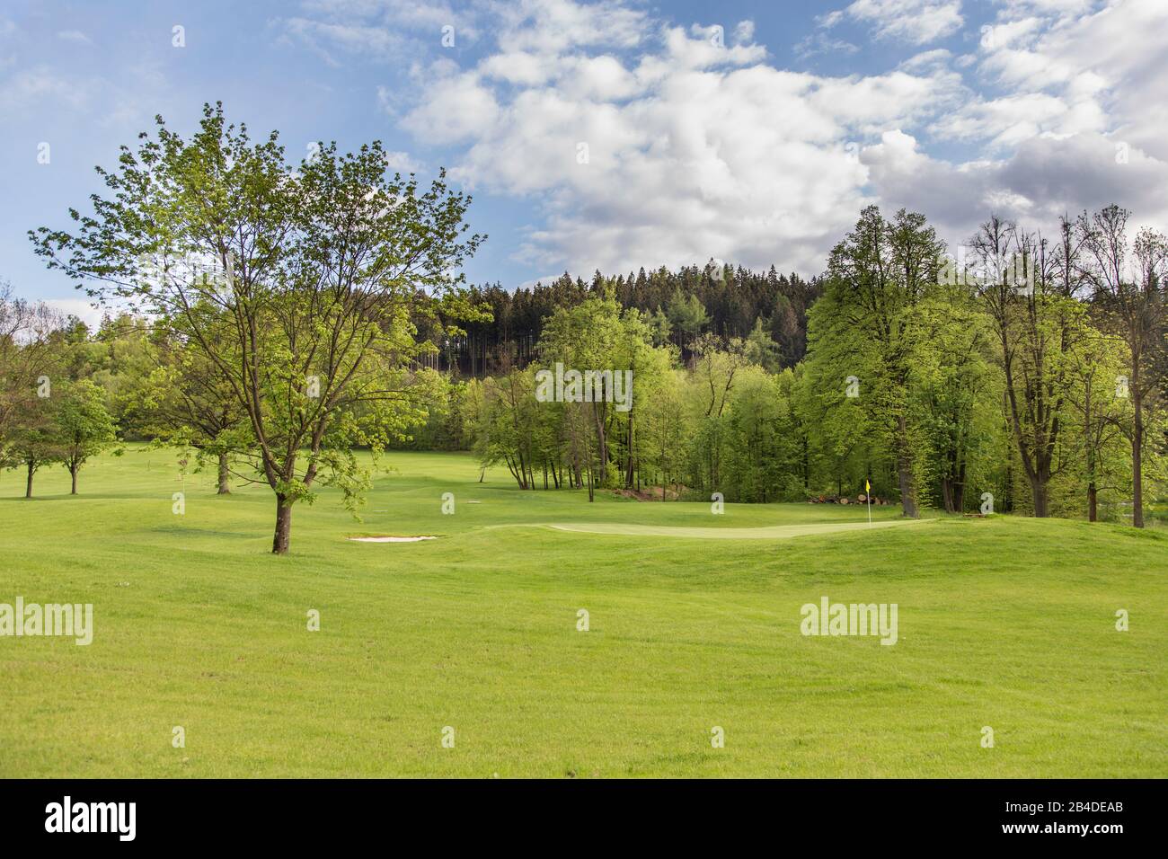 Landschaft mit schönem tschechischem Golfplatz Stockfoto