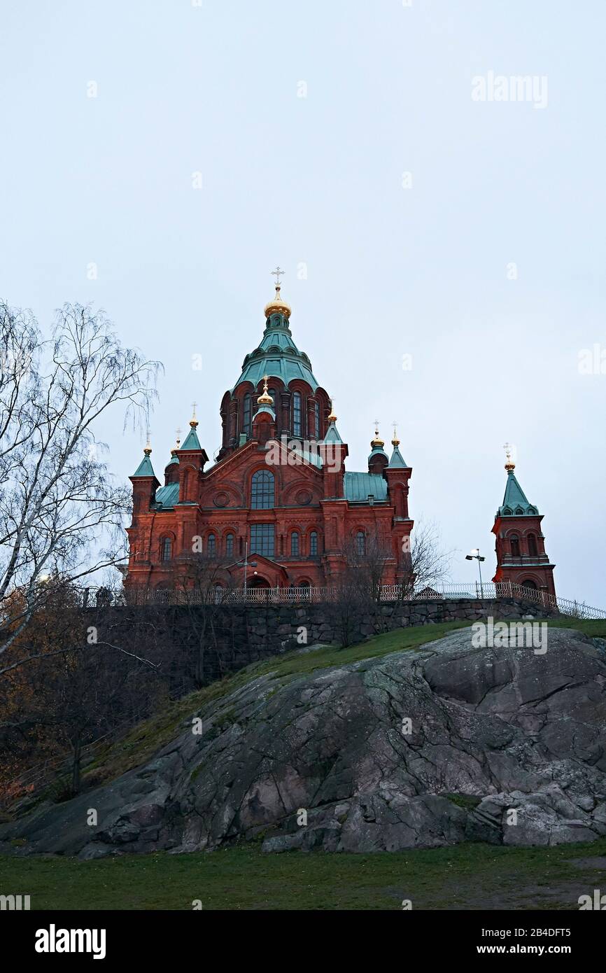 Uspenski-Kathedrale im November in Helsinki, Finnland Stockfoto