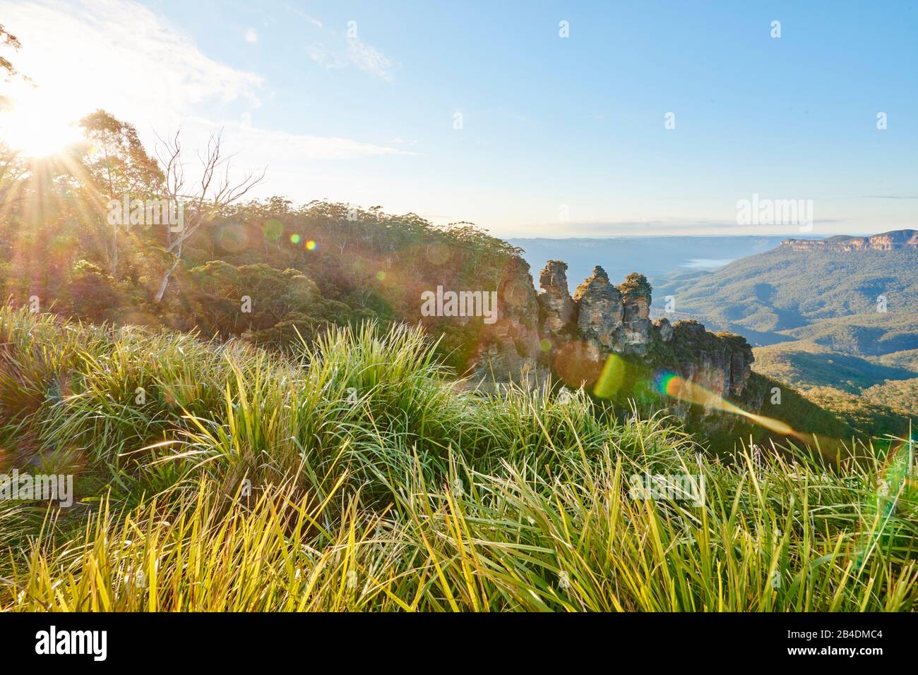 Landschaft der Drei Schwestern, drei Schwestern in den Blue Mountains, New South Wales, Australien Stockfoto