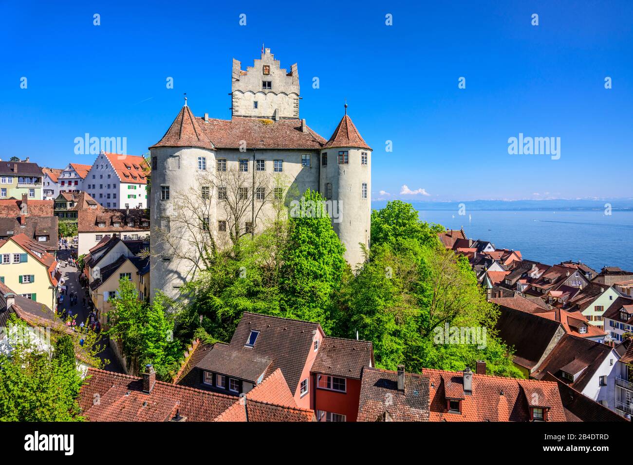 Deutschland, Baden-Württemberg, Bodensee, Meersburg, Oberstadt, Altes Schloss, Burg Meersburg, Unterstadt Stockfoto