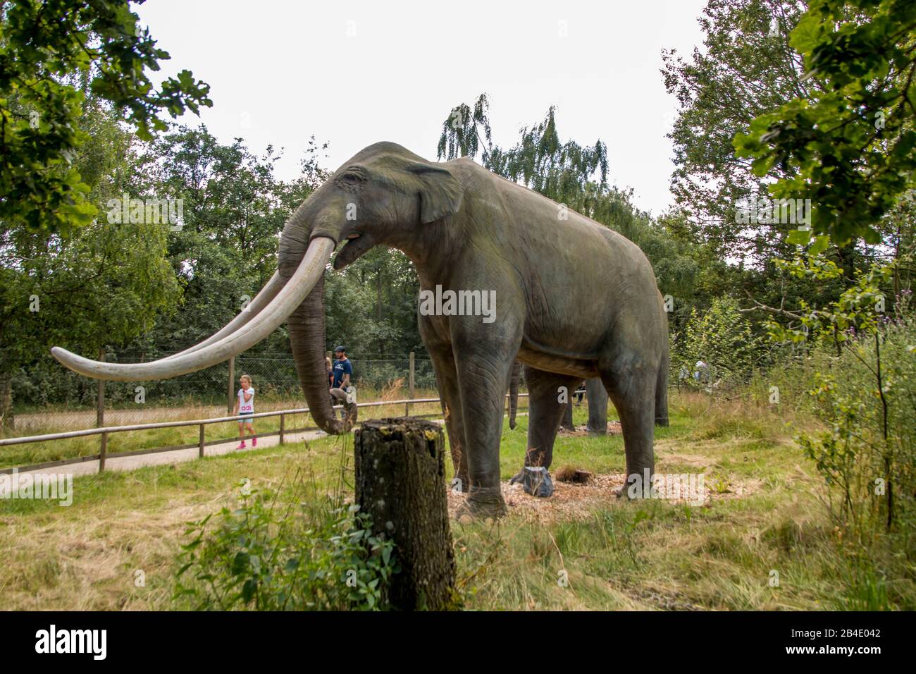 Giveskud, Dänemark - 16. juli 2020: Steinzeitliche Tiere in der Natur glauben Größen, wie sie waren, als sie am Leben waren Stockfoto