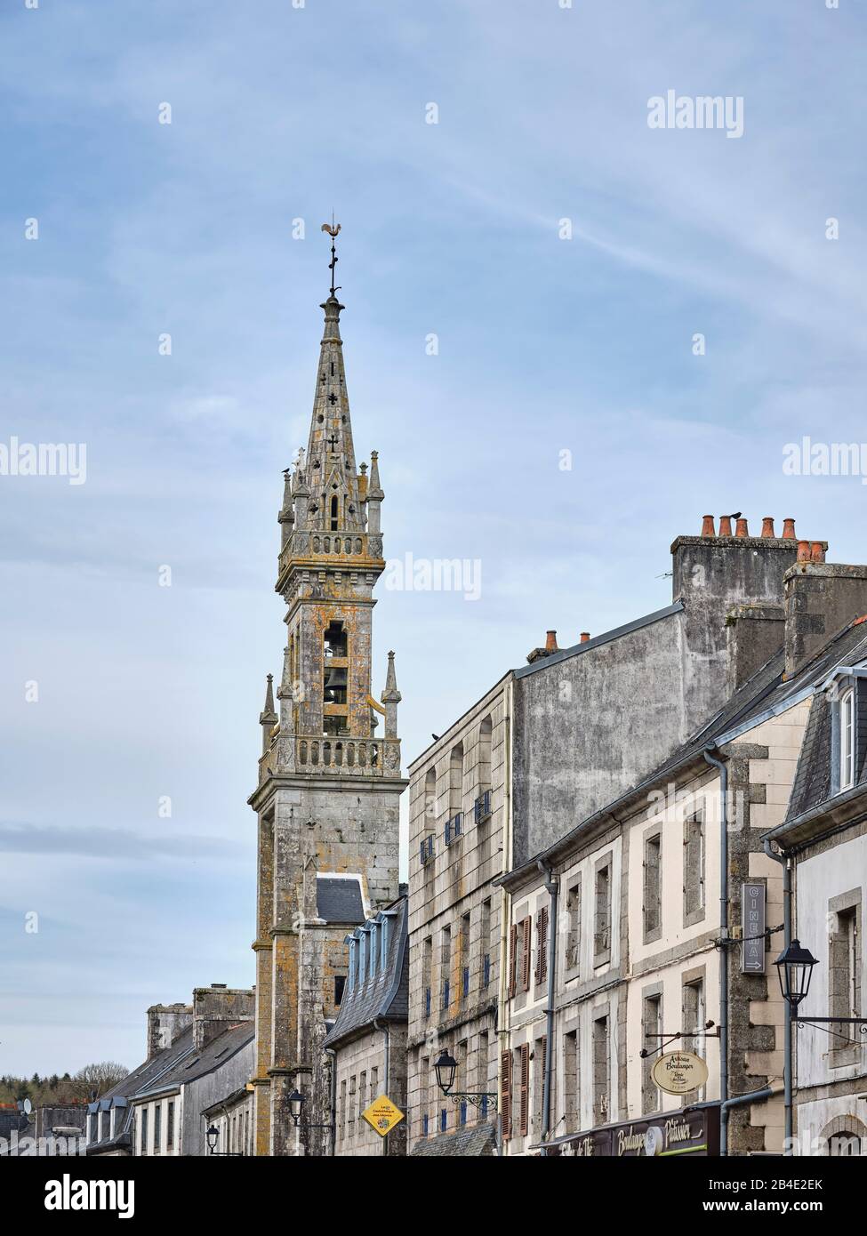 Europa, Frankreich, Bretagne, Huelgoat, Kirchturm Stockfoto