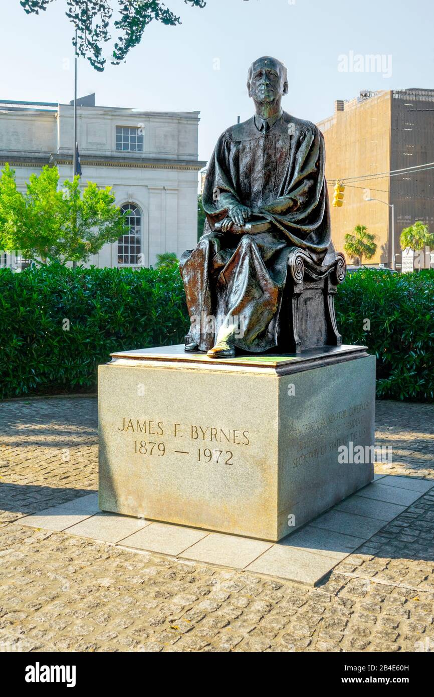 James F. Byrnes Denkmal für die Statue Columbia South Carolina Heimat des Statehouse Capital Gebäudes mit einer reichen Geschichte Stockfoto