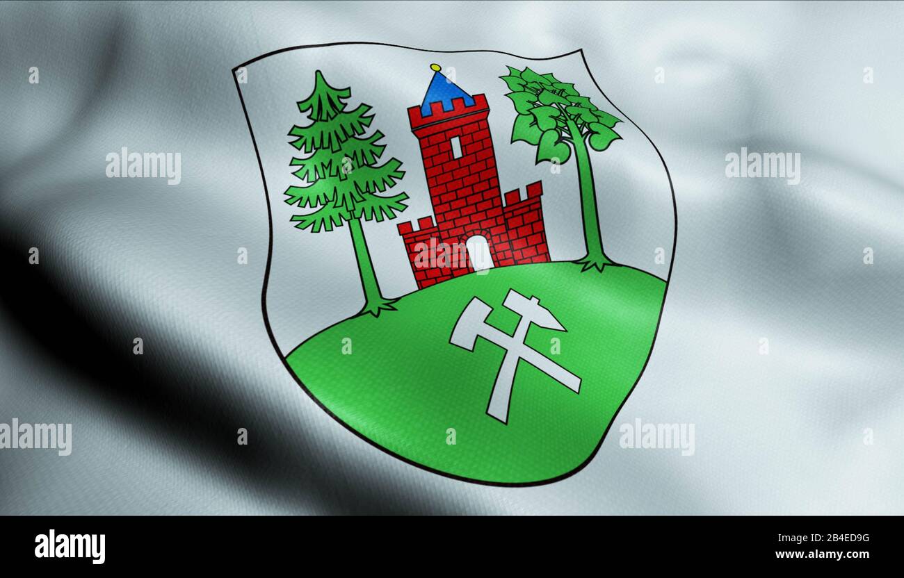 3D-Darstellung einer schwenkenden Flagge von Harzgerode (Deutschland) Stockfoto