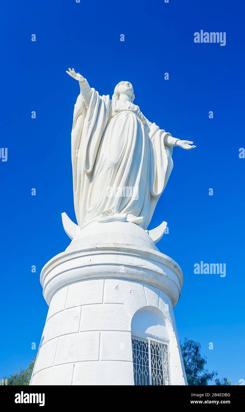Statue der Jungfrau Maria, Santiago de Chile, Chile, Südamerika Stockfoto