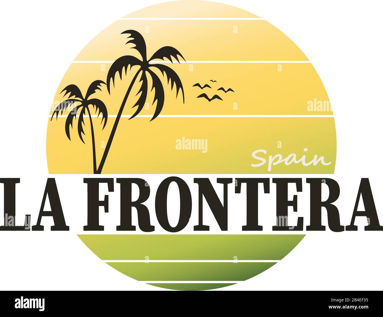 La Frontera Vintage Schild. Handgefertigtes Retro-Label, -Abzeichen oder -Element für Reiseandenken. Stock Vektor